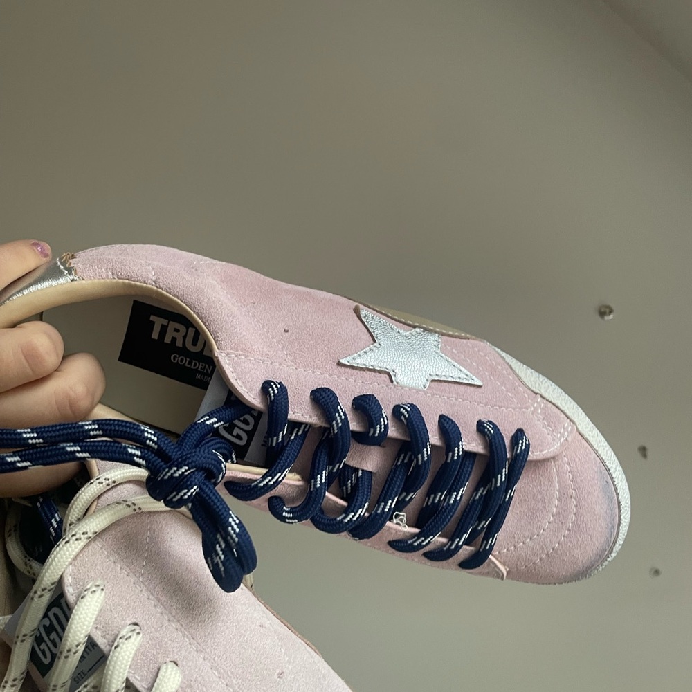 Golden Goose Pink and White Sneakers